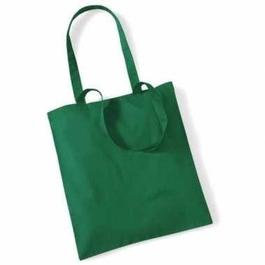 30x katoenen schoudertassen draagtasjes groen 42 x 38 cm
