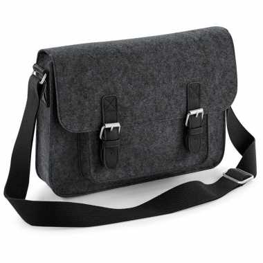 Aktetas/schoudertas zwart vilt 6 liter/7 x 33 x 22 cm
