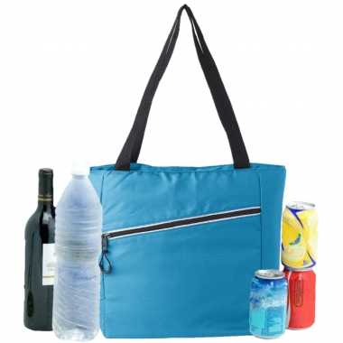 Grote koeltas draagtas/schoudertas lichtblauw 30 x 43 x 16 cm 20 liter