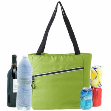 Grote koeltas draagtas/schoudertas lime groen 30 x 43 x 16 cm 20 liter
