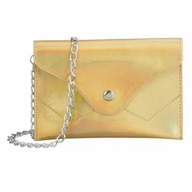 Schoudertasje/handtasje metallic goud 18 cm