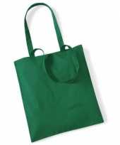 10x katoenen schoudertassen draagtasjes groen 42 x 38 cm