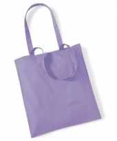 30x katoenen schoudertassen draagtasjes lila 42 x 38 cm