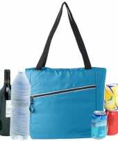 Grote koeltas draagtas schoudertas lichtblauw 30 x 43 x 16 cm 20 liter
