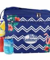 Koeltas schoudertas blauw met zomer print 32 x 27 x 25 cm 18 liter