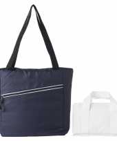 Koeltassen set draagtas schoudertas blauw wit 20 en 4 liter