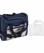 Koeltassen set draagtas schoudertas blauw zilver wit 21 en 4 liter