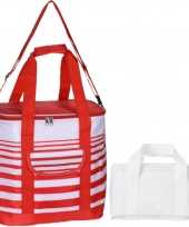 Koeltassen set draagtas schoudertas rood wit 24 en 4 liter