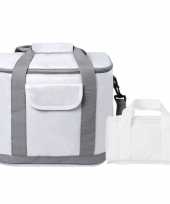 Koeltassen set draagtas schoudertas wit 22 en 4 liter