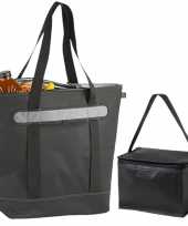 Koeltassen set draagtas schoudertas zwart 50 en 4 liter
