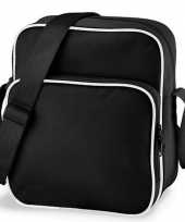 Retro schoudertas zwart 10 liter