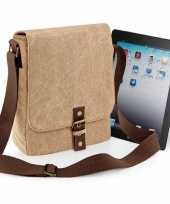 Vintage canvas schoudertas bruin